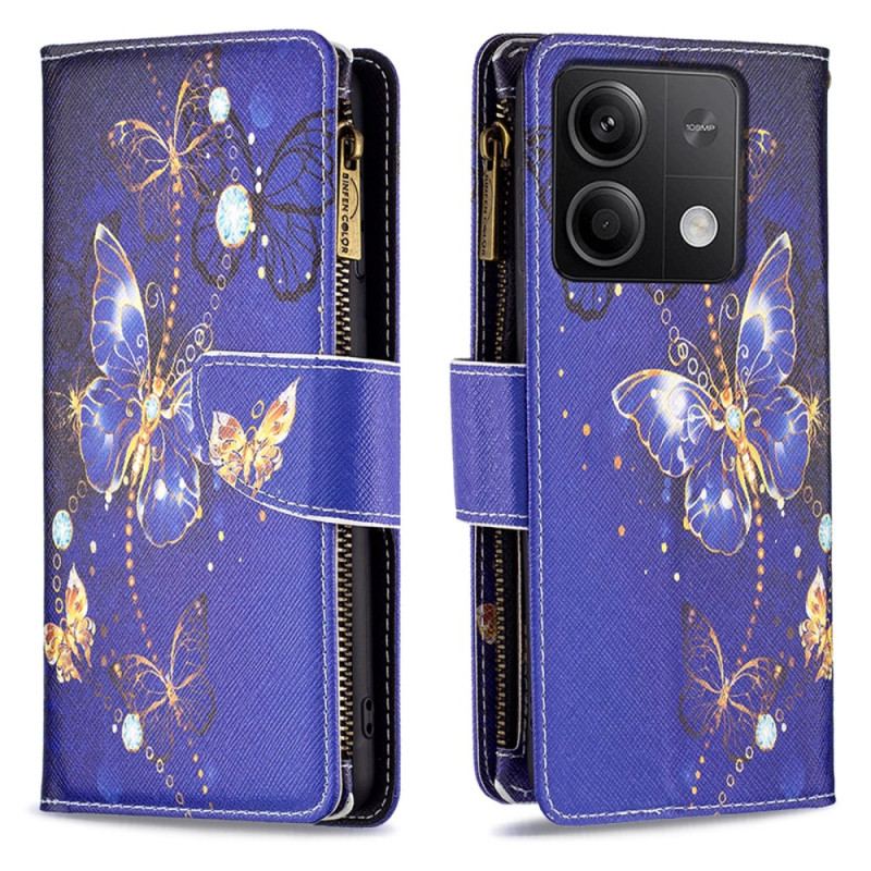 Housse Xiaomi Redmi Note 13 4G Portefeuille Papillons Violets