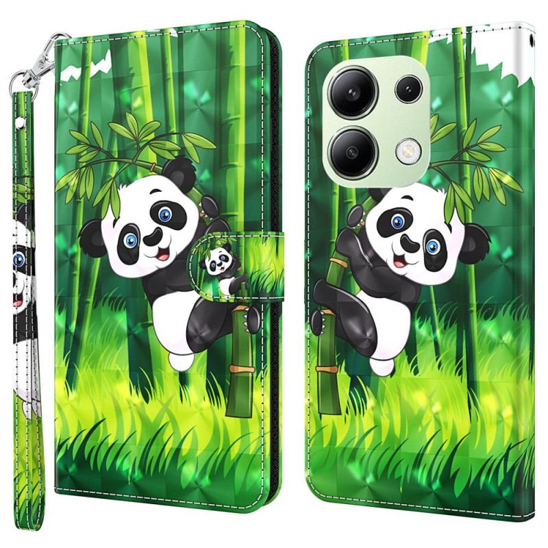 HousseXiaomi Redmi Note 13 4G Panda Bambou à Lanière