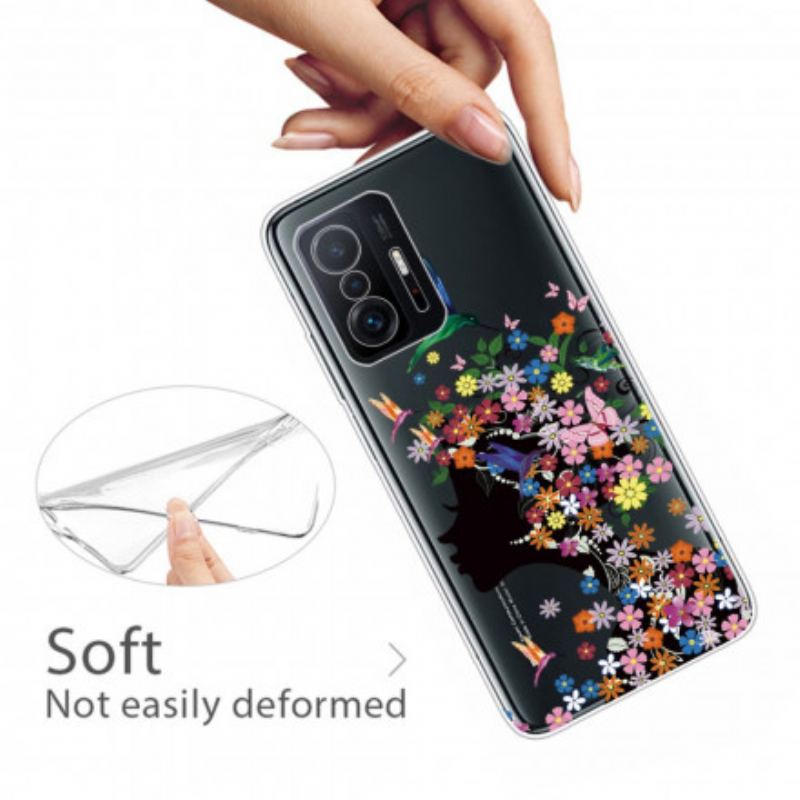 Coque Xiaomi 11T / 11T Pro Transparente Chevelure Fleuri