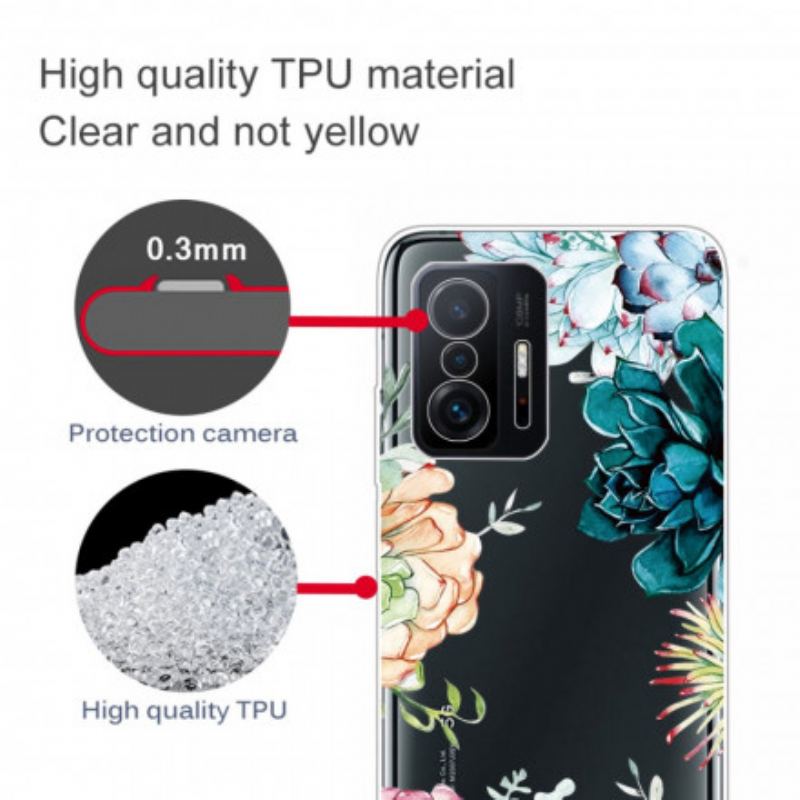 Coque Xiaomi 11T / 11T Pro Transparente Fleurs Aquarelle