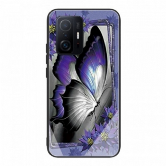 Coque Xiaomi 11T / 11T Pro Verre Trempé Papillon Violet