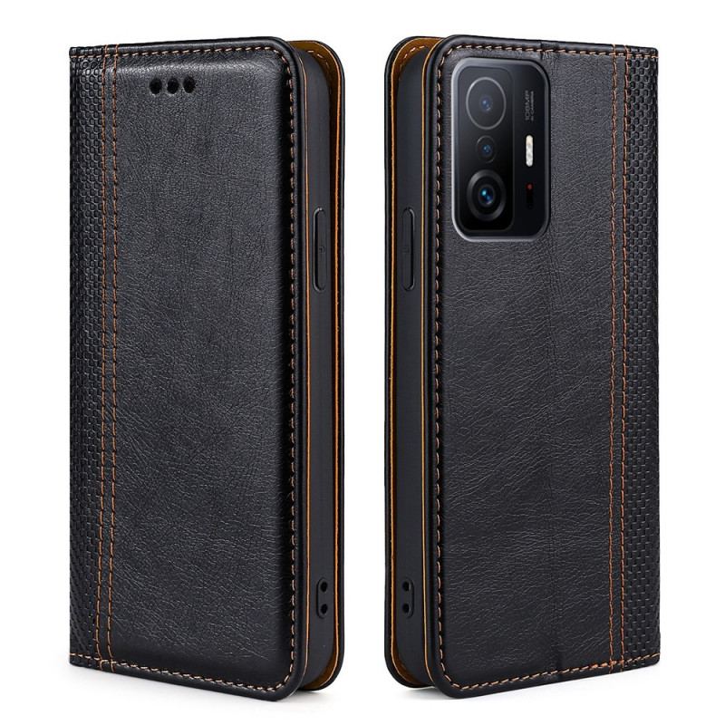 Flip Cover Xiaomi 11T / 11T Pro Cuir Litchi Fendu Coutures