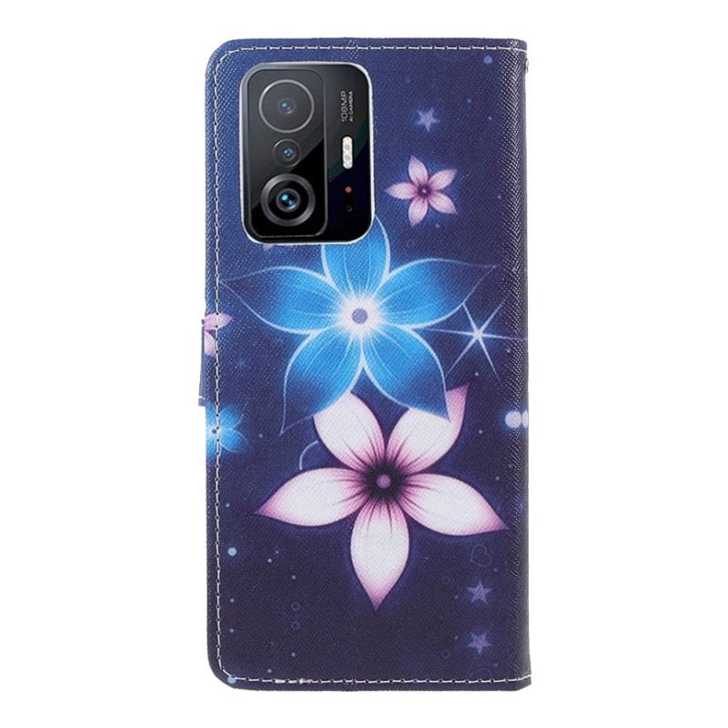 Housse Xiaomi 11T / 11T Pro Fleurs Lunaires à Lanière