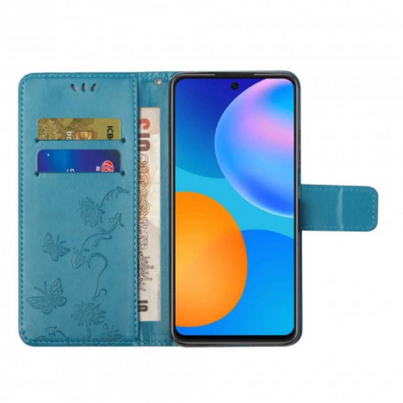 Housse Xiaomi 11T / 11T Pro Papillons Et Fleurs À Lanière