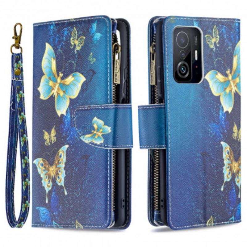 Housse Xiaomi 11T / 11T Pro Poche Zippée Papillons