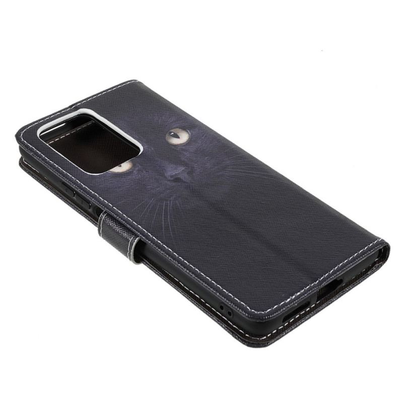 Housse Xiaomi 11T / 11T Pro Yeux de Chat Noir à Lanière