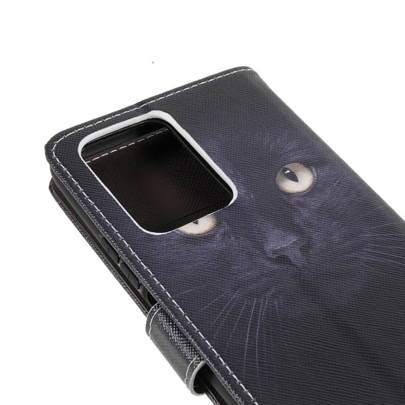 Housse Xiaomi 11T / 11T Pro Yeux de Chat Noir à Lanière