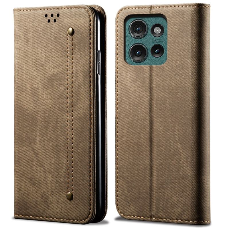 Flip Cover Motorola Edge 50 Tissu Jeans