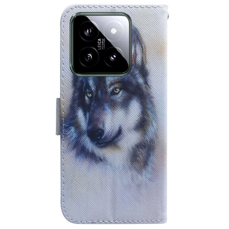 Housse Xiaomi 14 Loup Aquarelle