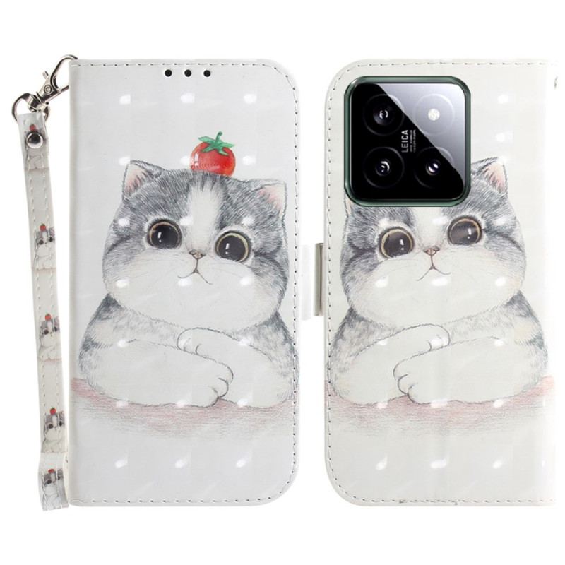 Housse Xiaomi 14 Mignon Chat à Lanière