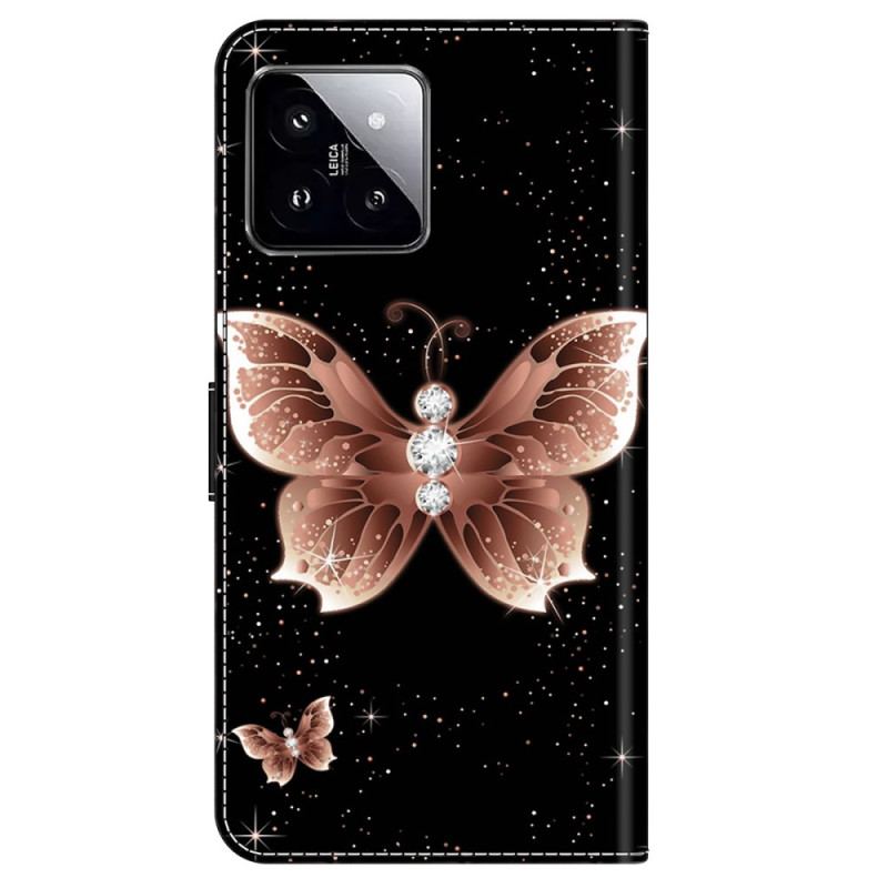 Housse Xiaomi 14 Papillon Diamant Rose