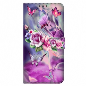 Housse Xiaomi 14 Papillons et Fleurs Violets