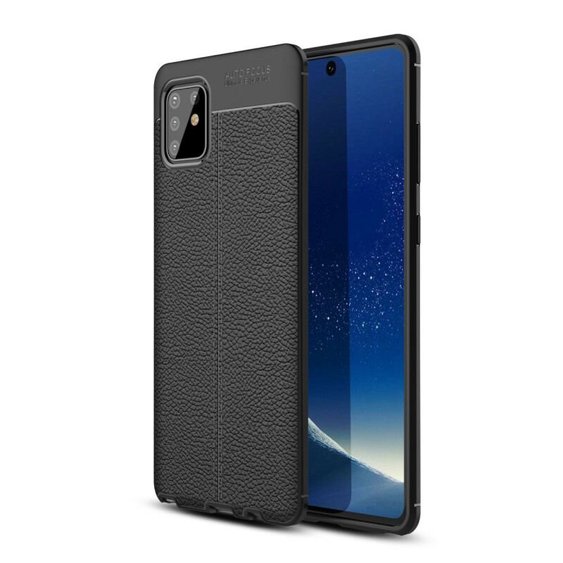 Coque Samsung Galaxy Note 10 Lite Effet Cuir Litchi Double Line