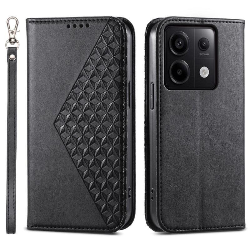 Flip Cover Xiaomi Redmi Note 13 Pro 5G / Poco X6 5G Motif Losanges avec Lanière