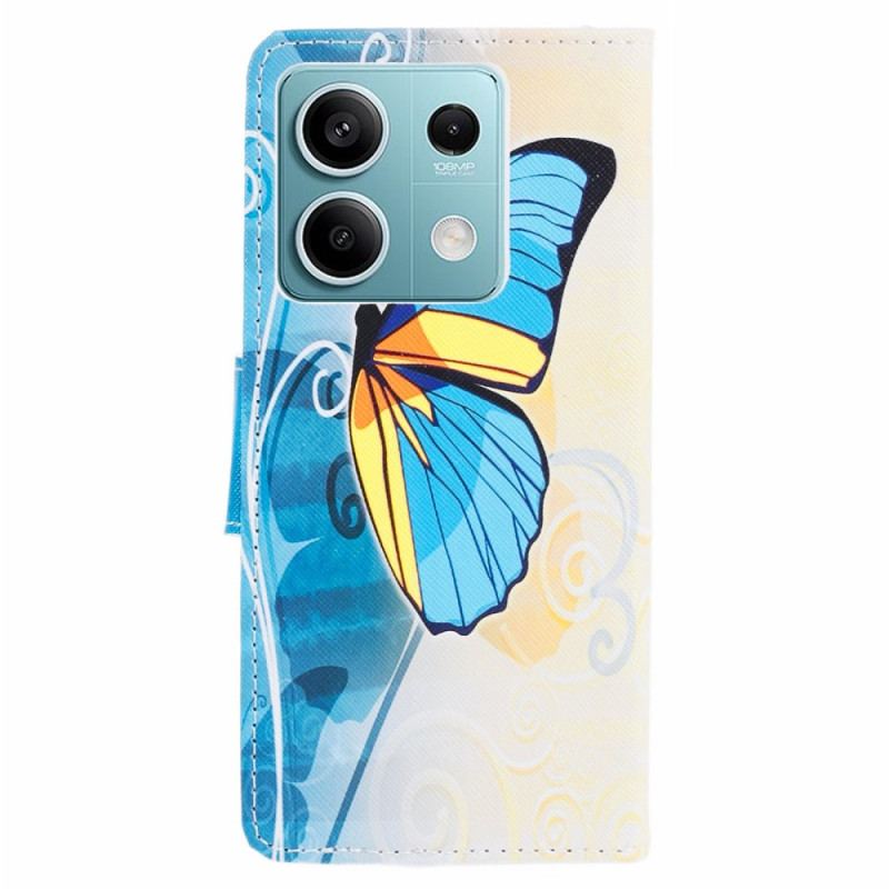 Housse papillon pour Xiaomi Redmi Note 13 Pro 5G / Poco X6 5G Papillon Jaune et Bleu