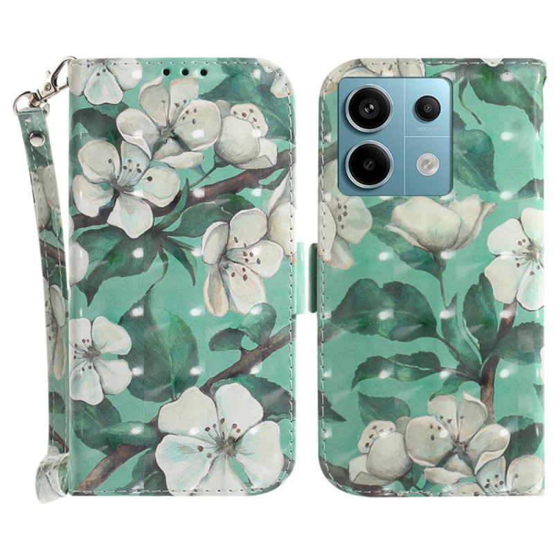 Housse Xiaomi Redmi Note 13 Pro 5G / Poco X6 5G Fleurs Aquarelle à Lanière