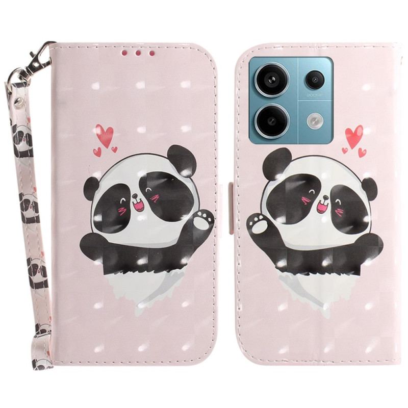 Housse Xiaomi Redmi Note 13 Pro 5G / Poco X6 5G Panda Love à Lanière