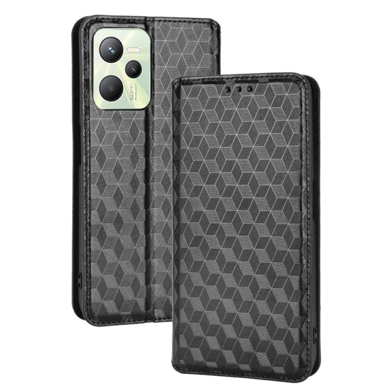 Flip Cover Realme C35 Losanges et Cubes