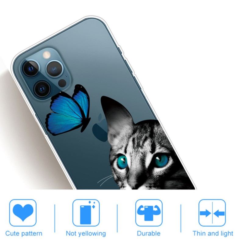 Coque iPhone 14 Pro Entre Chat et Papillon