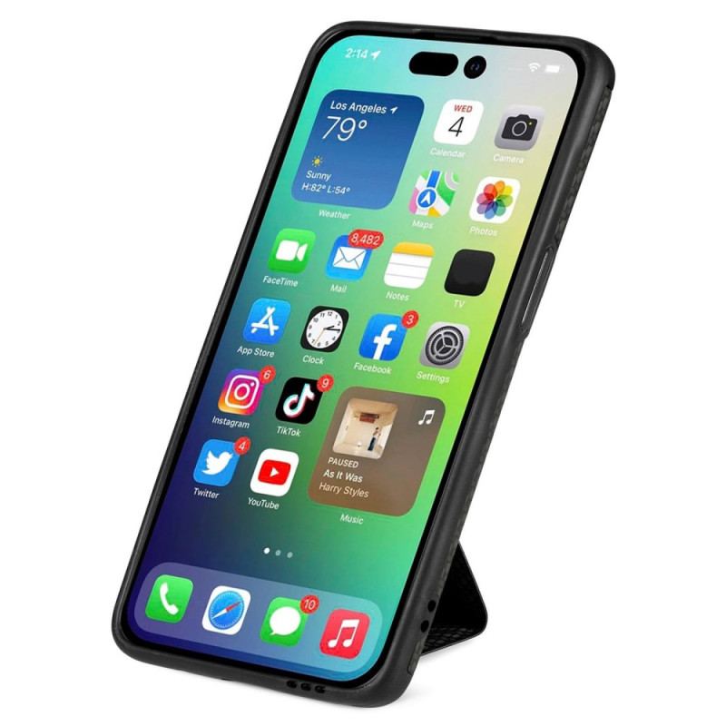 Coque iPhone 14 Pro Fibre Carbone Porte-Cartes Support