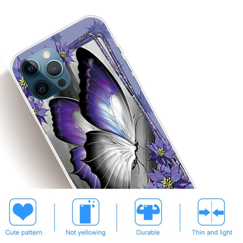 Coque iPhone 14 Pro Papillon Violet