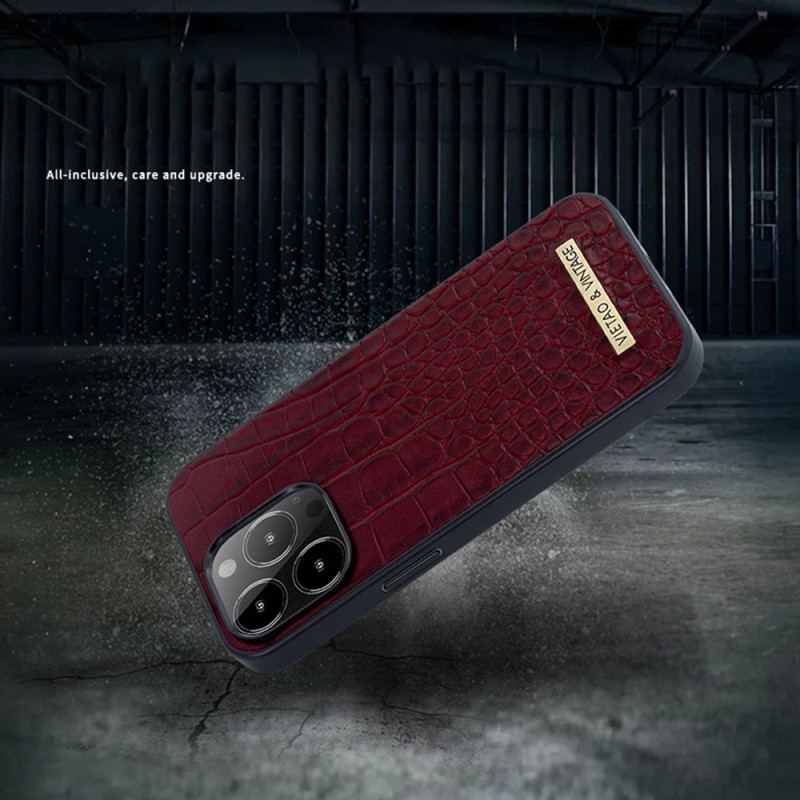 Coque iPhone 14 Pro Simili Cuir Crocodile VIETAO