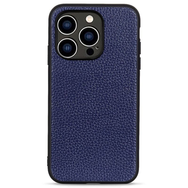 Coque iPhone 14 Pro Véritable Cuir Litchi