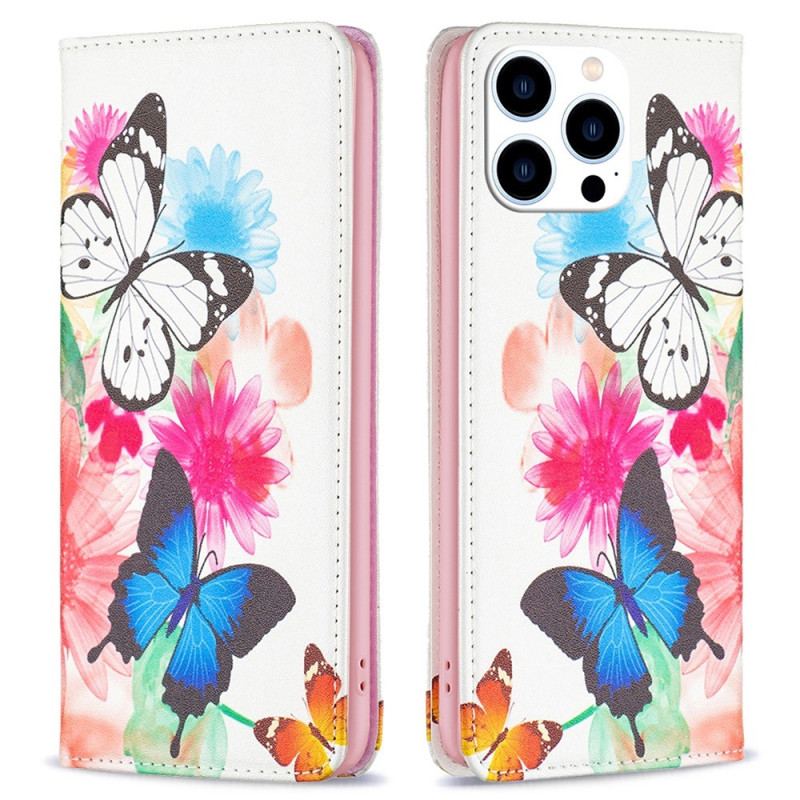 Flip Cover iPhone 14 Pro Papillons