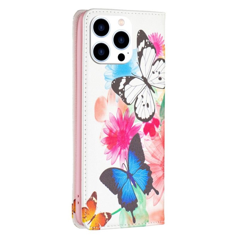 Flip Cover iPhone 14 Pro Papillons