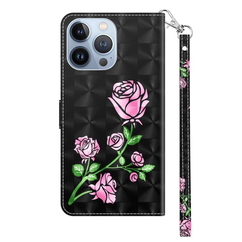 Housse iPhone 14 Pro Roses à Lanière