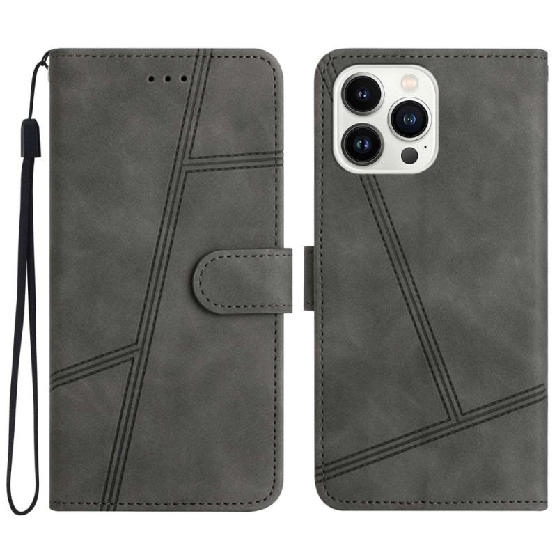 Housse iPhone 14 Pro Style Cuir Élégance à Lanière