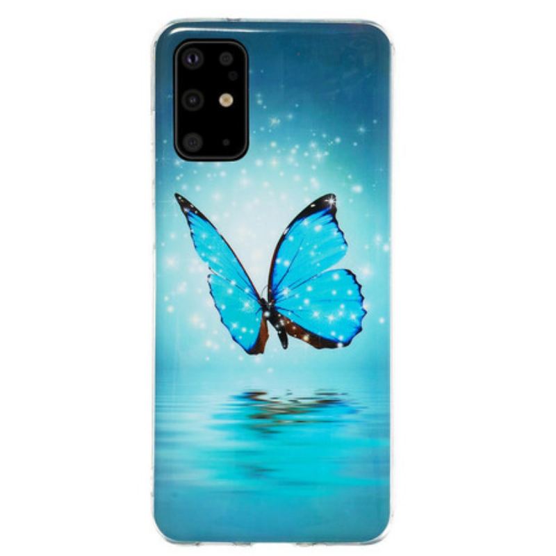 Coque Samsung Galaxy S20 Plus / S20 Plus 5G Papillon Bleu Fluorescente