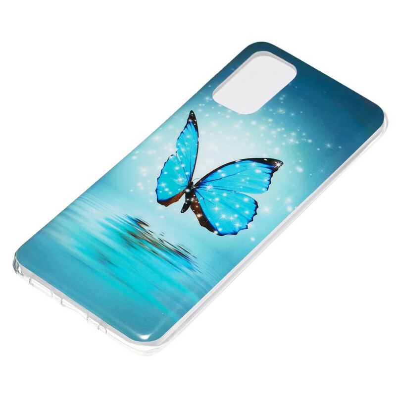 Coque Samsung Galaxy S20 Plus / S20 Plus 5G Papillon Bleu Fluorescente