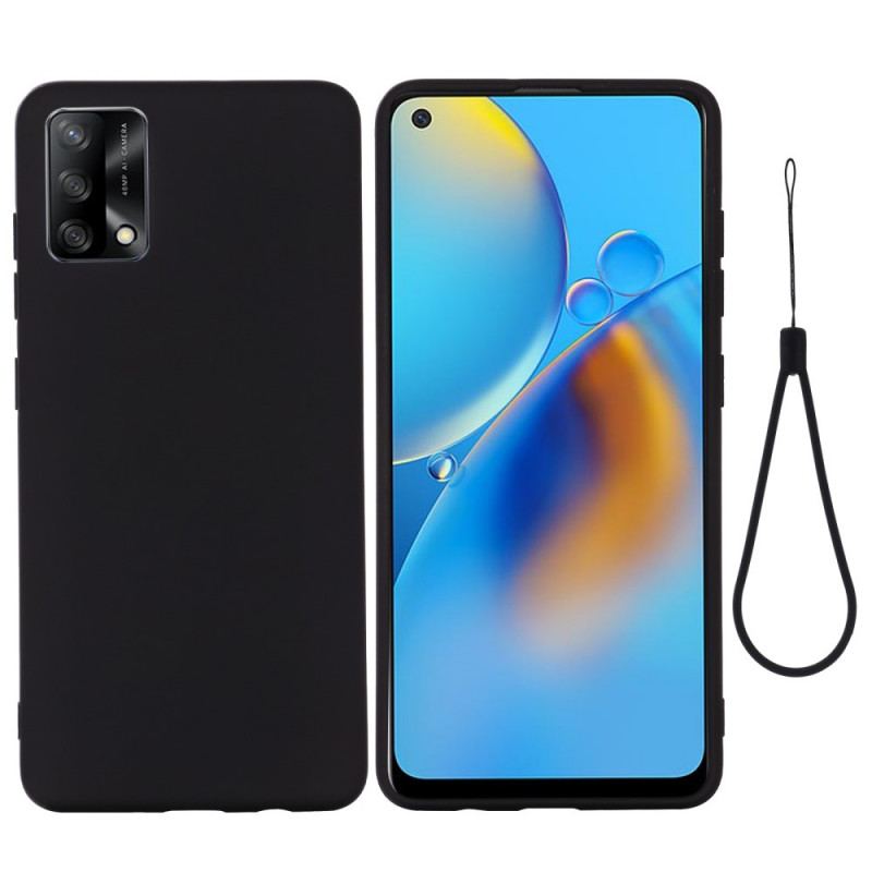 Coque Oppo A74 4G Silicone Liquide Avec Lanière