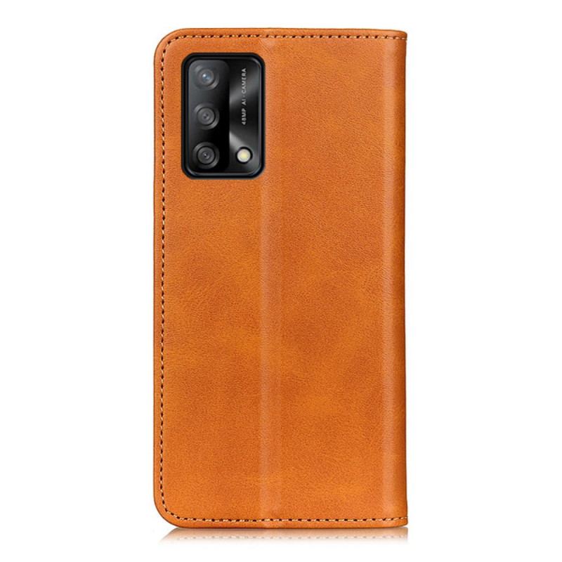 Flip Cover Oppo A74 4G Cuir Fendu Élégance