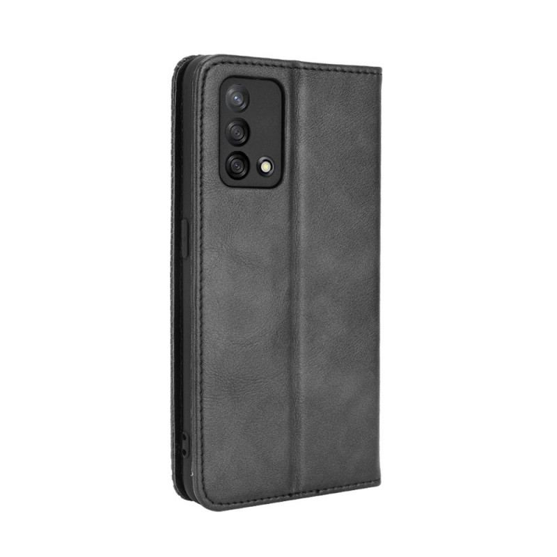 Flip Cover Oppo A74 4G Effet Cuir Vintage Stylisé