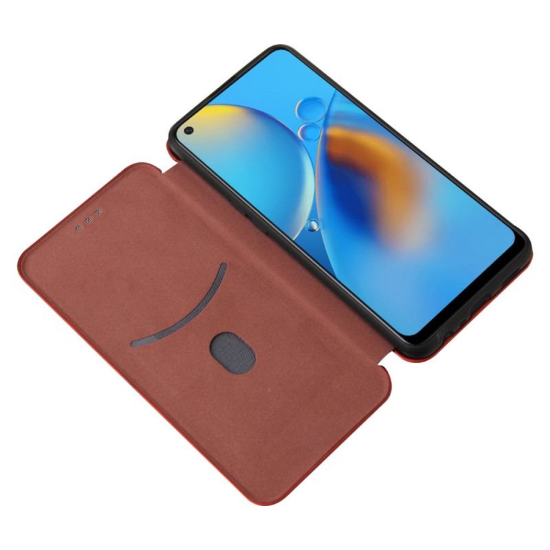 Flip Cover Oppo A74 4G Fibre Carbone