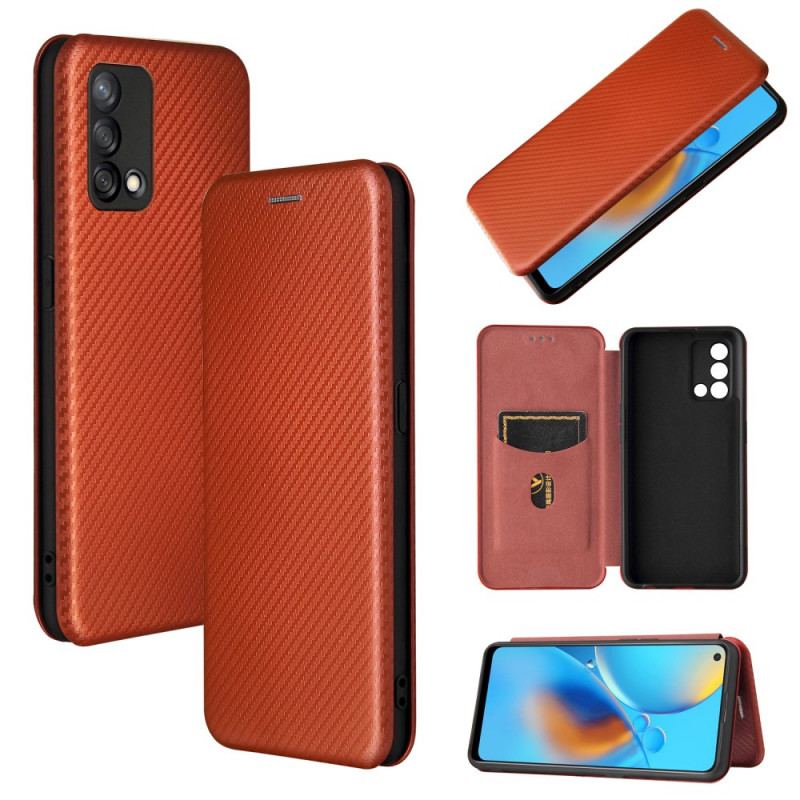 Flip Cover Oppo A74 4G Fibre Carbone