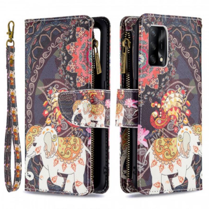 Housse Oppo A74 4G Poche Zippée Éléphant