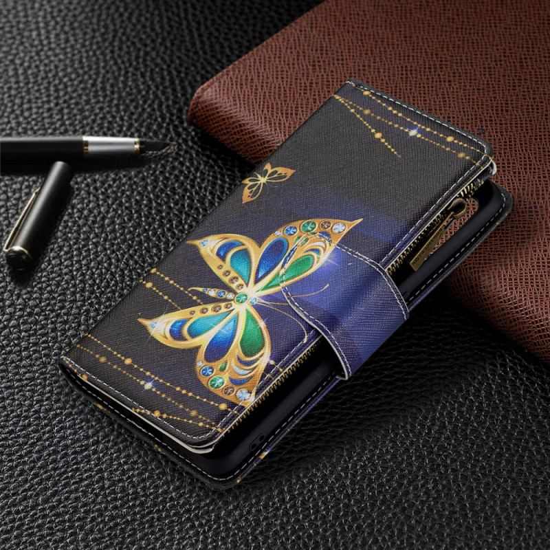 Housse Oppo A74 4G Poche Zippée Papillons