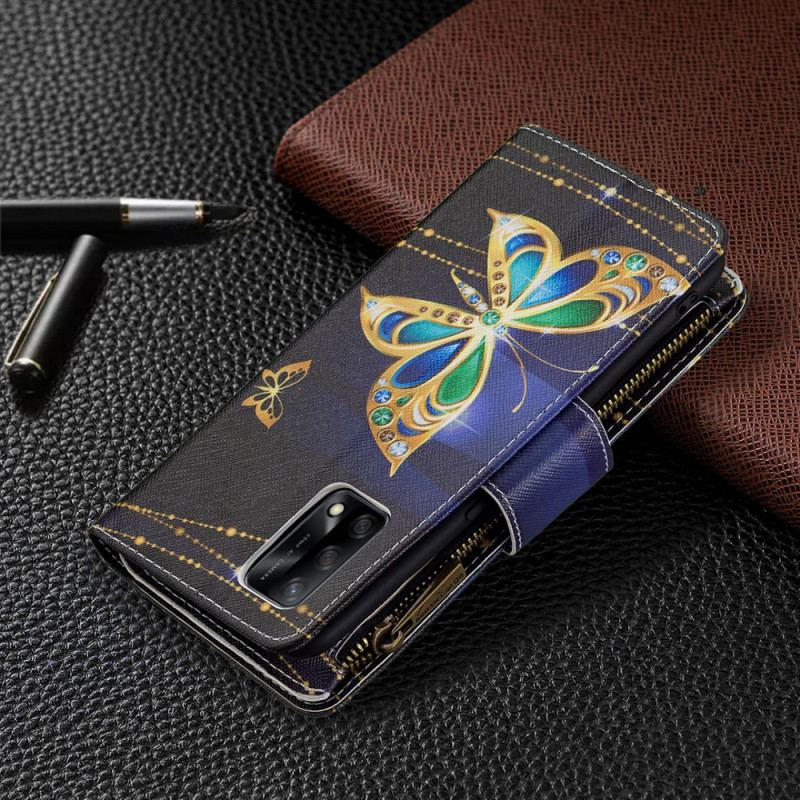 Housse Oppo A74 4G Poche Zippée Papillons