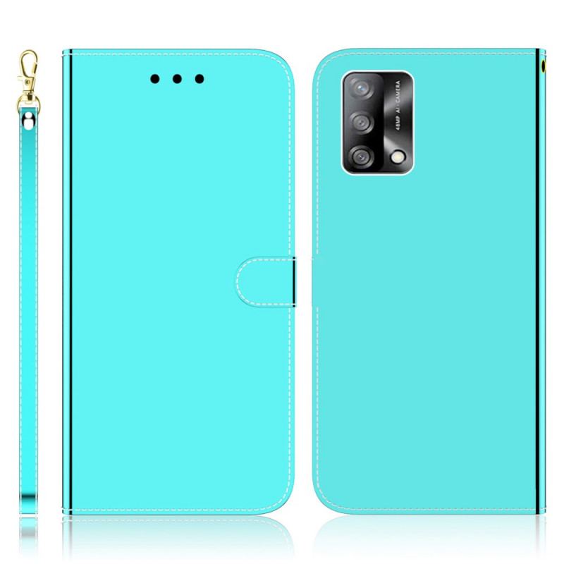 Housse Oppo A74 4G Simili Cuir Couverture Miroir