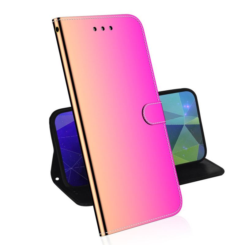 Housse Oppo A74 4G Simili Cuir Couverture Miroir