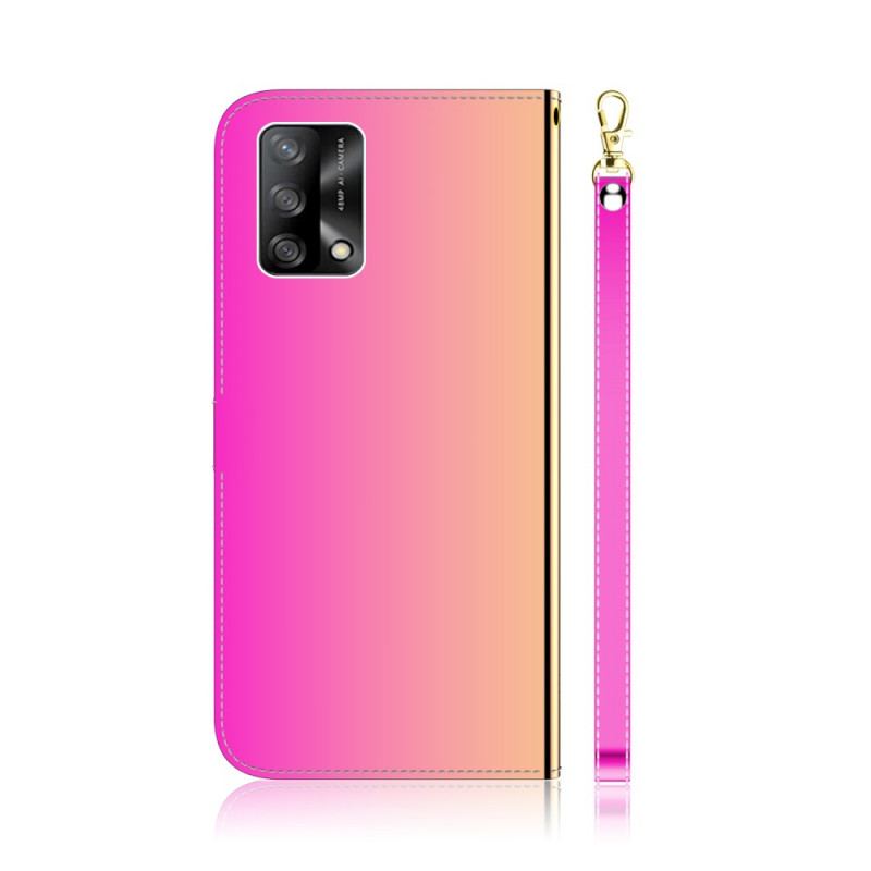 Housse Oppo A74 4G Simili Cuir Couverture Miroir