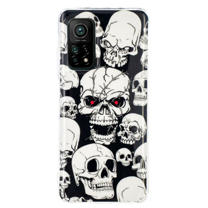 Coque Xiaomi Mi 10T / Mi 10T Pro Attention Têtes de Mort Fluorescente