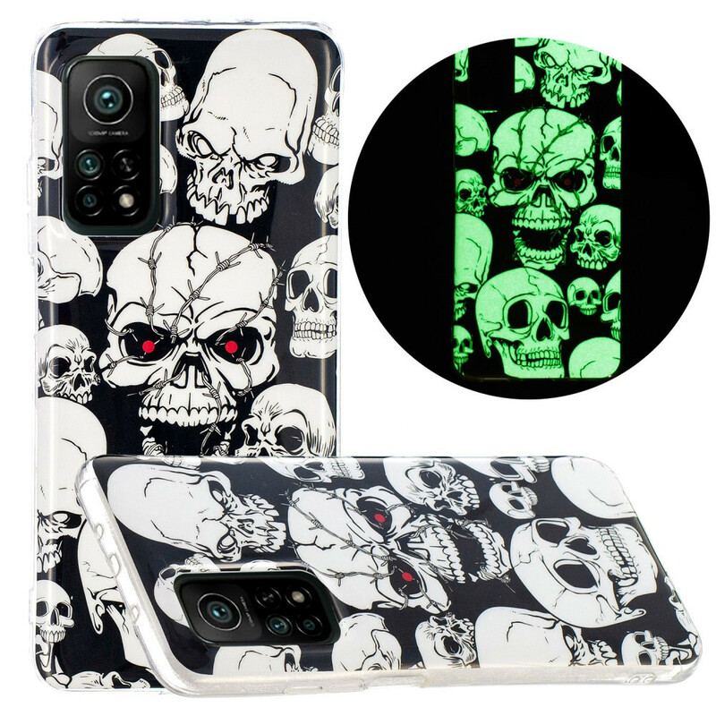 Coque Xiaomi Mi 10T / Mi 10T Pro Attention Têtes de Mort Fluorescente