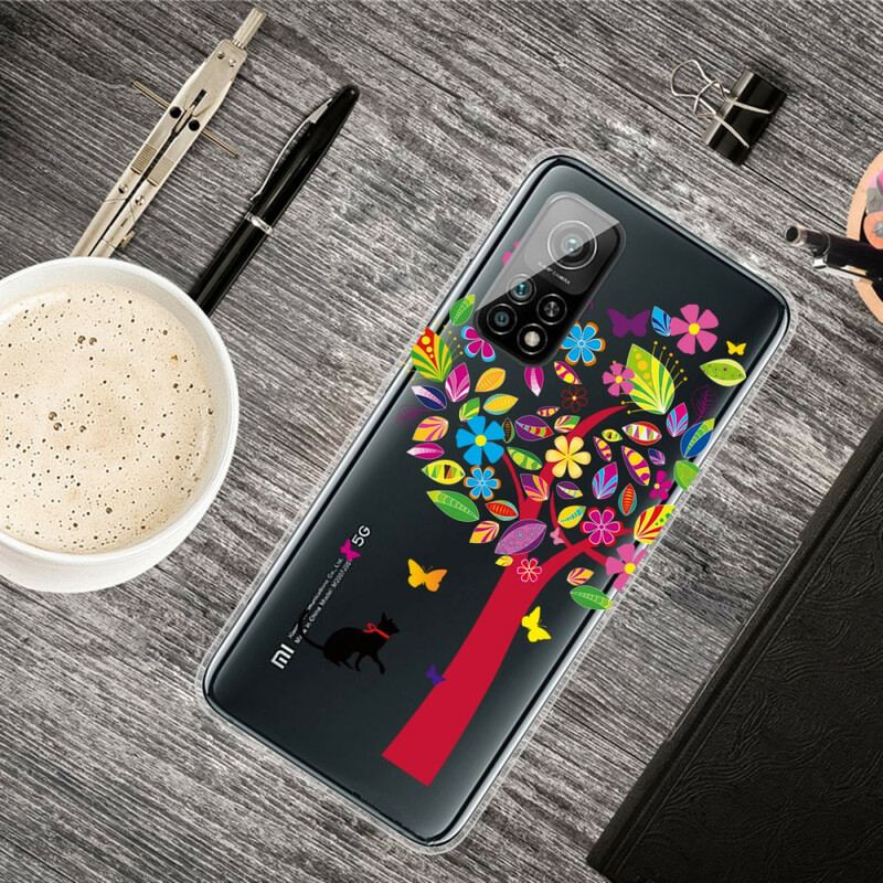 Coque Xiaomi Mi 10T / 10T Pro Chat sous l'Arbre Coloré