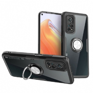 Coque Xiaomi Mi 10T / 10T Pro Fibre Carbone Anneau Métallique