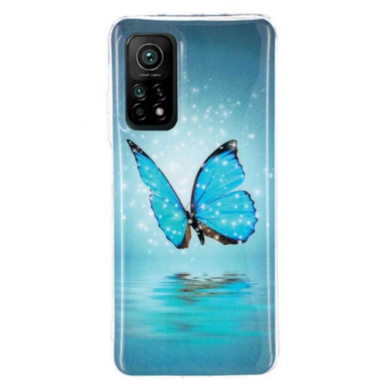 Coque Xiaomi Mi 10T / 10T Pro Papillon Bleu Fluorescente