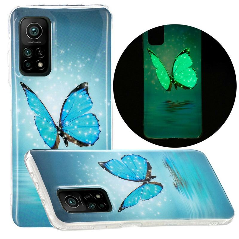 Coque Xiaomi Mi 10T / 10T Pro Papillon Bleu Fluorescente